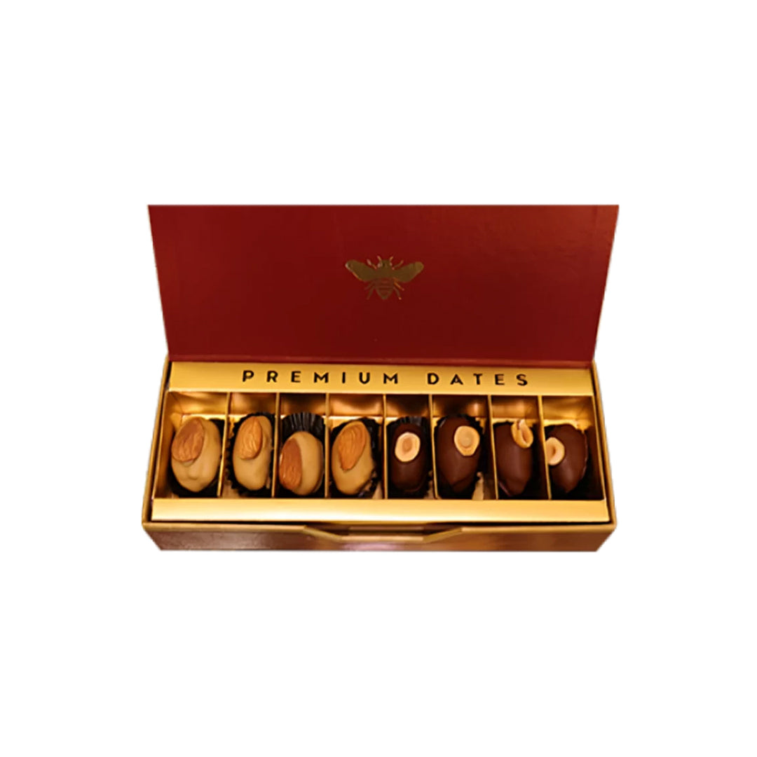 8 Pieces Luxury Chocolate Coated Dates With Nuts Box