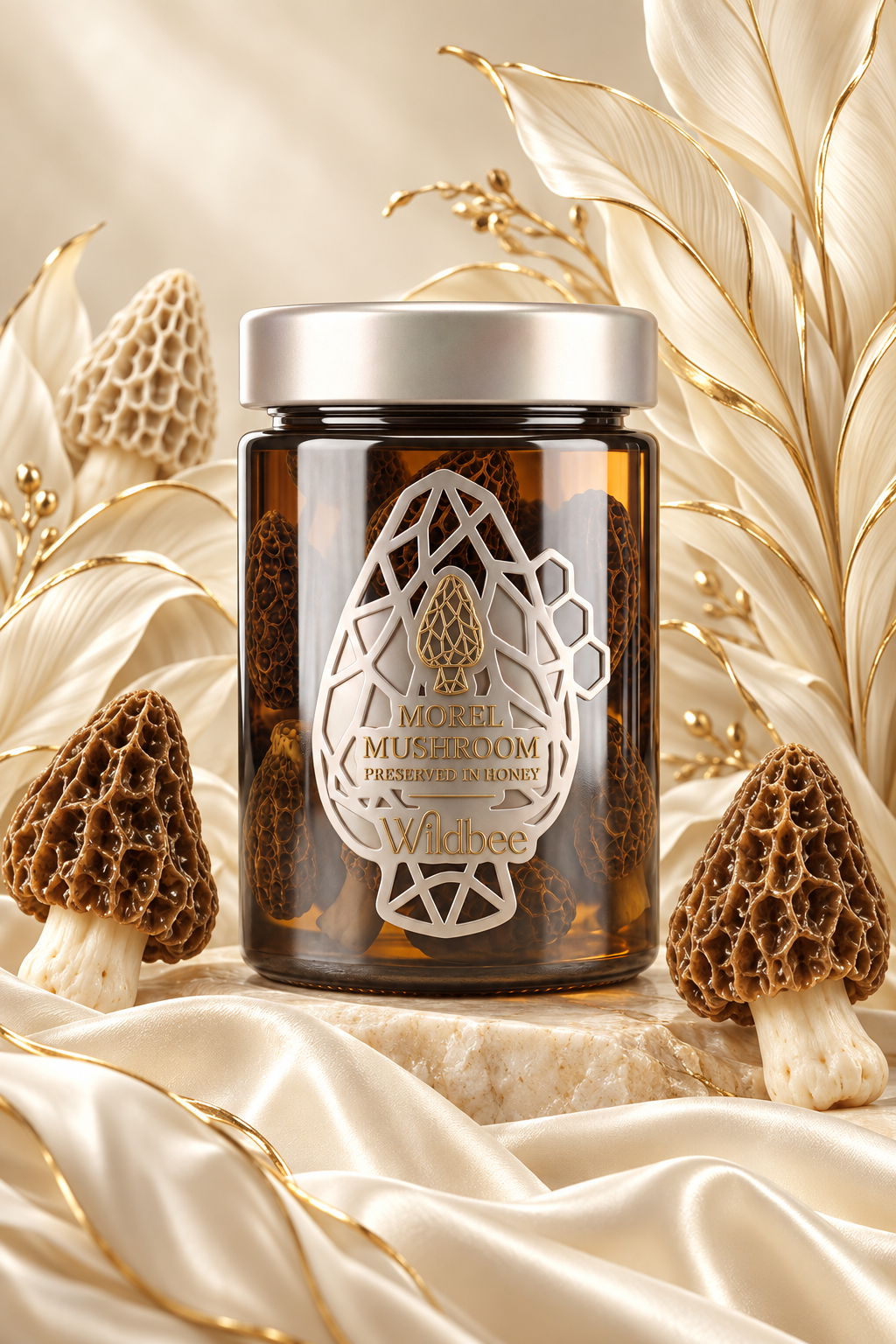 Morel Mushroom Preserved in Honey jar